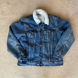 Old Navy Blue Denim Jacket with White Sherpa Lining